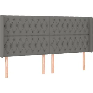 vidaXL Tête de lit à LED Gris foncé 183x16x118/128 cm Tissu pas cher