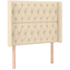 vidaXL Tête de lit à LED Crème 93x16x118/128 cm Tissu pas cher