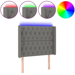 vidaXL Tête de lit à LED Gris foncé 93x16x118/128 cm Tissu pas cher