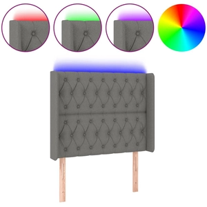 vidaXL Tête de lit à LED Gris foncé 103x16x118/128 cm Tissu pas cher