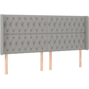 vidaXL Tête de lit à LED Gris clair 203x16x118/128 cm Tissu pas cher