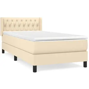 vidaXL Sommier à lattes de lit et matelas Crème 90x190 cm Tissu pas cher