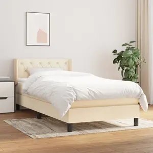 vidaXL Sommier à lattes de lit avec matelas Crème 80x200 cm Tissu pas cher