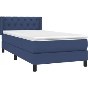 vidaXL Sommier à lattes de lit avec matelas Bleu 80x200 cm Tissu pas cher