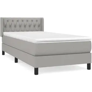 vidaXL Sommier à lattes de lit et matelas Gris clair 90x190 cm Tissu pas cher