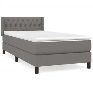 vidaXL Sommier à lattes de lit et matelas Gris foncé 90x190 cm Tissu pas cher