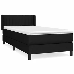 vidaXL Sommier à lattes de lit avec matelas Noir 90x200 cm Tissu pas cher