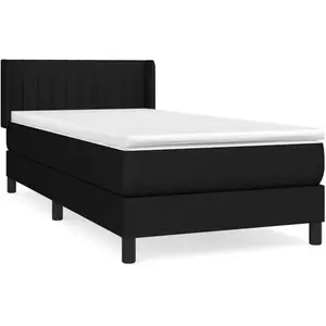 vidaXL Sommier à lattes de lit avec matelas Noir 90x190 cm Tissu pas cher