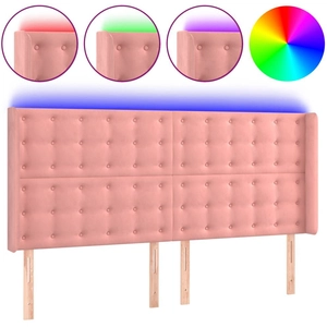 vidaXL Tête de lit à LED Rose 203x16x118/128 cm Velours pas cher
