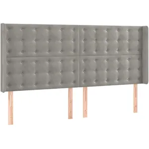 vidaXL Tête de lit à LED Gris clair 183x16x118/128 cm Velours pas cher