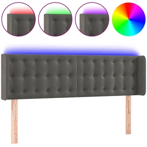 vidaXL Tête de lit à LED Gris foncé 183x16x118/128 cm Velours pas cher