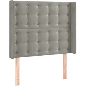 vidaXL Tête de lit à LED Gris clair 93x16x118/128 cm Velours pas cher