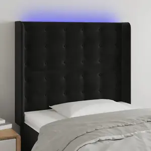 vidaXL Tête de lit à LED Noir 93x16x118/128 cm Velours pas cher