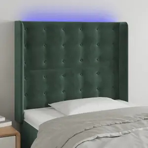 vidaXL Tête de lit à LED Vert foncé 93x16x118/128 cm Velours pas cher