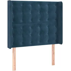 vidaXL Tête de lit à LED Bleu foncé 93x16x118/128 cm Velours pas cher