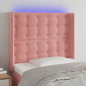 vidaXL Tête de lit à LED Rose 83x16x118/128 cm Velours pas cher