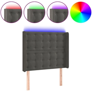 vidaXL Tête de lit à LED Gris foncé 103x16x118/128 cm Velours pas cher