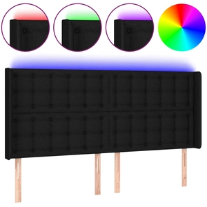 vidaXL Tête de lit à LED Noir 183x16x118/128 cm Tissu pas cher