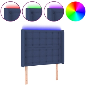 vidaXL Tête de lit à LED Bleu 93x16x118/128 cm Tissu pas cher