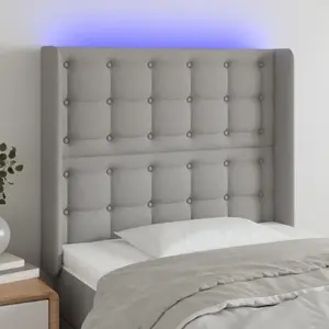 vidaXL Tête de lit à LED Gris clair 103x16x118/128 cm Tissu pas cher