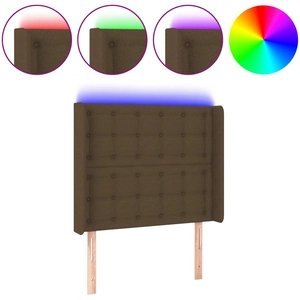 vidaXL Tête de lit à LED Marron foncé 103x16x118/128 cm Tissu