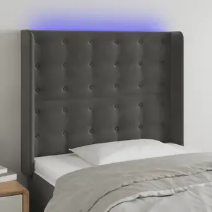 vidaXL Tête de lit à LED Gris foncé 83x16x118/128 cm Velours pas cher