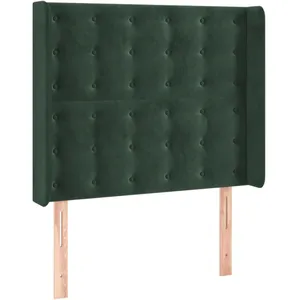vidaXL Tête de lit à LED Vert foncé 83x16x118/128 cm Velours pas cher