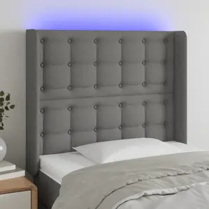 vidaXL Tête de lit à LED Gris foncé 83x16x118/128 cm Tissu pas cher