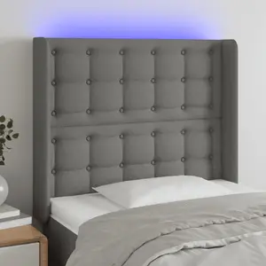vidaXL Tête de lit à LED Gris foncé 93x16x118/128 cm Tissu pas cher