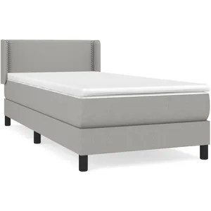vidaXL Sommier à lattes de lit avec matelas Gris clair 90x200 cm Tissu pas cher