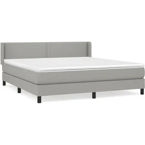 vidaXL Sommier à lattes de lit avec matelas Gris clair 180x200cm Tissu pas cher