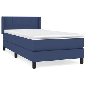 vidaXL Sommier à lattes de lit avec matelas Bleu 80x200 cm Tissu pas cher