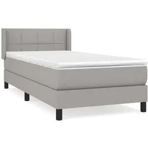 vidaXL Sommier à lattes de lit et matelas Gris clair 90x190 cm Tissu pas cher