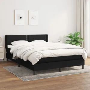 vidaXL Sommier à lattes de lit avec matelas Noir 140x190 cm Tissu pas cher