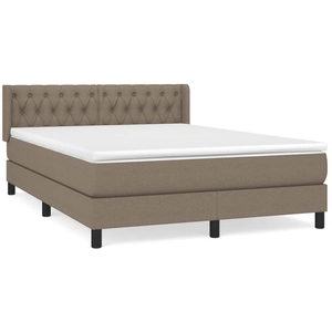 vidaXL Sommier à lattes de lit avec matelas Taupe 140x190 cm Tissu