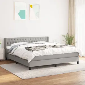 vidaXL Sommier à lattes de lit avec matelas Gris clair 180x200cm Tissu pas cher
