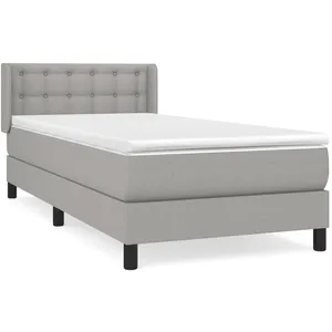 vidaXL Sommier à lattes de lit avec matelas Gris clair 80x200 cm Tissu pas cher