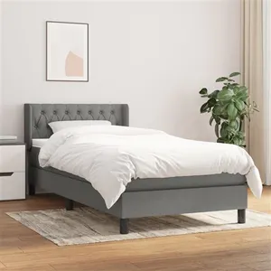 vidaXL Sommier à lattes de lit avec matelas Gris foncé 100x200cm Tissu pas cher