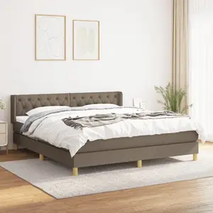 vidaXL Sommier à lattes de lit avec matelas Taupe 160x200 cm Tissu pas cher