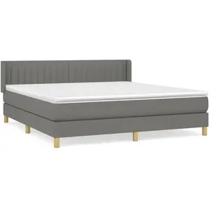 vidaXL Sommier à lattes de lit avec matelas Gris foncé 180x200cm Tissu pas cher