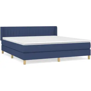 vidaXL Sommier à lattes de lit avec matelas Bleu 160x200 cm Tissu pas cher