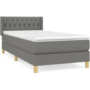 vidaXL Sommier à lattes de lit et matelas Gris foncé 90x190 cm Tissu pas cher