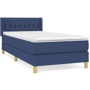 Non communiqué vidaXL Sommier à lattes de lit avec matelas Bleu 90x190 cm Tissu pas cher