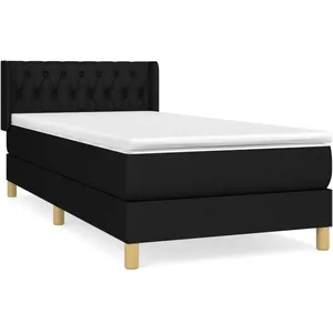 vidaXL Sommier à lattes de lit avec matelas Noir 90x200 cm Tissu pas cher