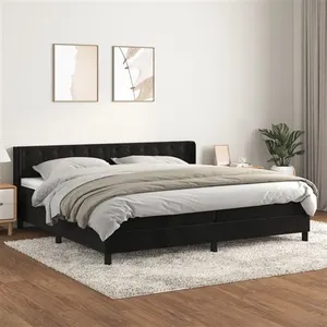 vidaXL Sommier à lattes de lit et matelas Noir 200x200 cm Velours pas cher