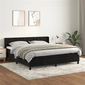 vidaXL Sommier à lattes de lit et matelas Noir 160x200 cm Velours pas cher
