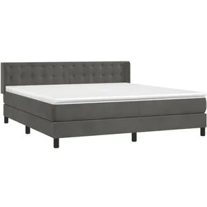 vidaXL Sommier à lattes de lit et matelas Gris foncé 160x200cm Velours pas cher