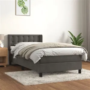 vidaXL Sommier à lattes de lit avec matelas Gris foncé 100x200 cm pas cher