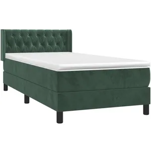 vidaXL Sommier à lattes de lit avec matelas Vert foncé 90x200 cm pas cher