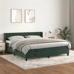 vidaXL Sommier à lattes de lit et matelas Vert foncé 180x200cm Velours pas cher